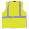S388 ANSI Class 2 Woven Oxford Hi-Viz Lime Vest w/ Open Pockets (Medium)